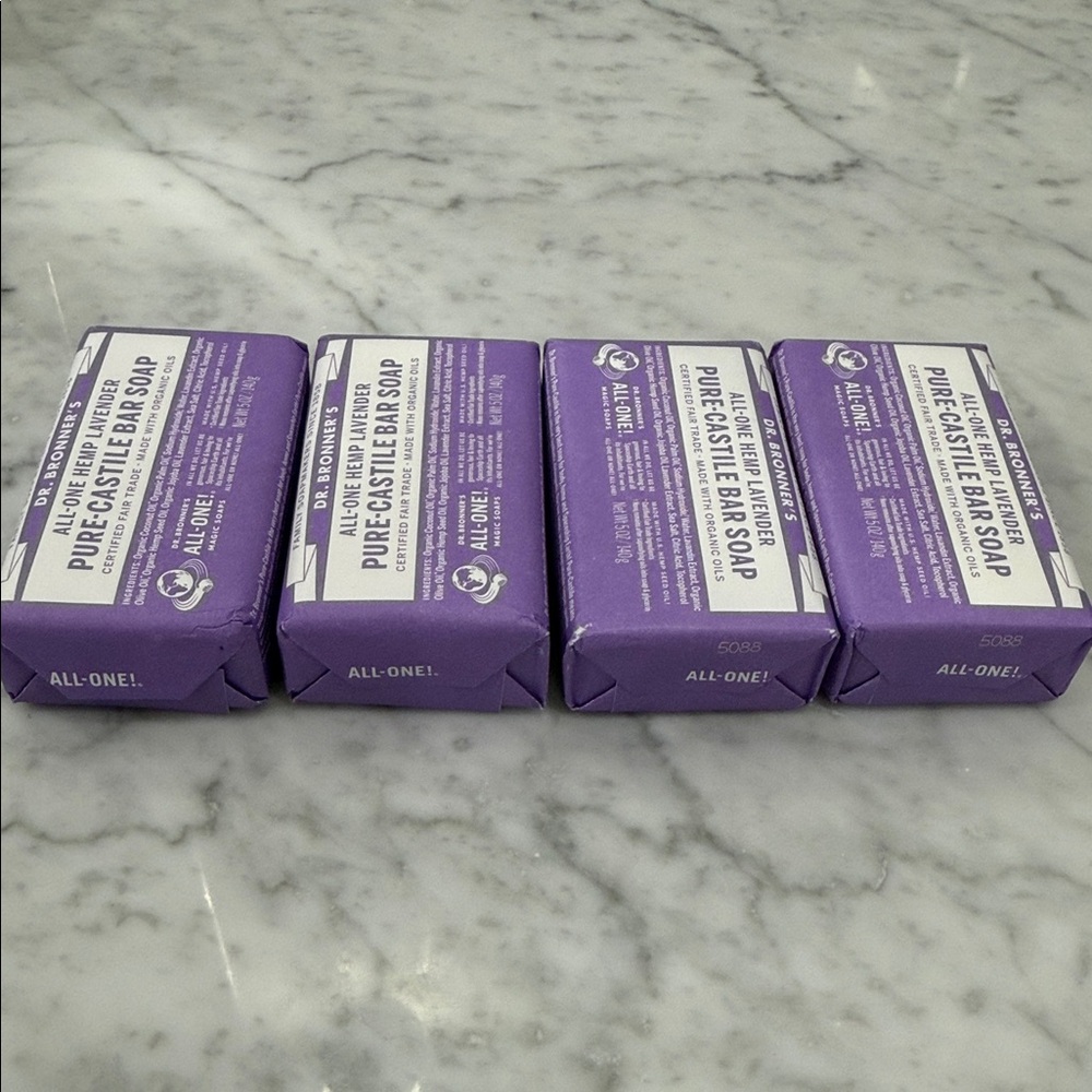 Dr. Bronner’s Lavender Pure-Castile Bar Soap - 4 bars 5oz each - Picture 2 of 4